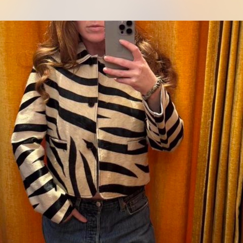 Mango Pony Hair Zebra Jacket